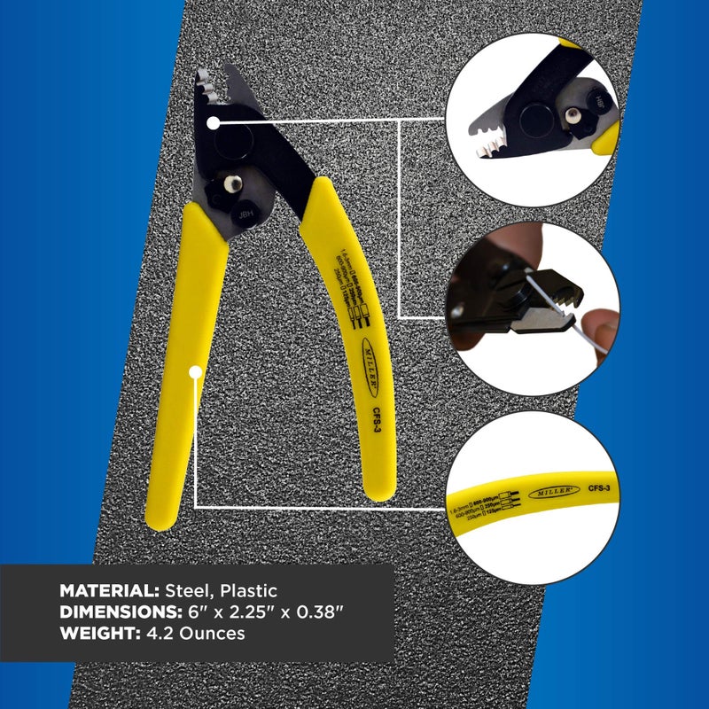 Miller CFS-3 Series Three-Hole Wire Stripper Tool for Working Technicians, Electricians, and Installers, Safe Cable-Splicing Tool, Easily Portable Wire Stripper, 4.2 Ounces - Image 3
